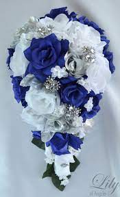 A round iteration, for example, feels decidedly classic think of a teardrop bouquet as the precursor to the cascade trend. 17 Piece Package Wedding Cascade Bouquet Bride Silk Flowers Bridal Bouquets Decorations Tear Blue Wedding Flowers Blue Wedding Bouquet Blue Wedding Decorations