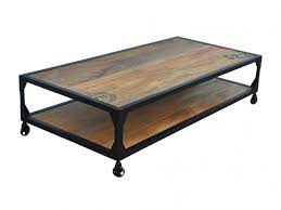 table basse en bois de manguier et fer avec 4 roulettes lilian vente unique iziva com table basse bois table basse table basse roulette