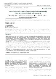 Pdf Derivation Of New Clinical Formulae And Tricolor