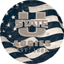 Well you're in luck, because here they come. Utah State Aggies 12 Team Color Flag Sign