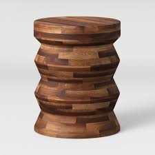 Zigzag Drum Accent Table Brown Threshold Target In 2020 Accent Table Drum Table Wood Accent Table