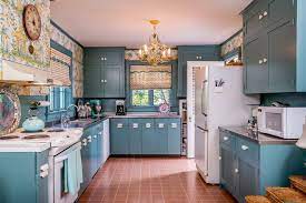 Try farrow and ball manor … Blue Kitchen Terracotta Tiles Novocom Top