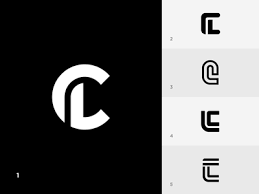 Black And White Letters Logo C L Geometric Logo Letter Logo Design Monogram Logo Design