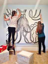 Turn A Shower Curtain Into Fabulous Large Wall Art This Is Such An Awesome Idea 6th Street Design School Diy Wall Art Diy Art Home Art