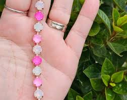 Let's Go Party, Pink Crystal Bracelet, Multi Pink and Crystal Ice, Hot  Pink, Adjustable, Tennis Bracelet, Gift for Her