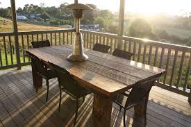 Admirable Patio With Rustic Outdoor Furniture Of Rectangle Wooden Table Also Six Chairs Rustic Outdoor Furniture Rustic Outdoor Dining Tables Patio Table Set