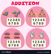 Addition Worksheet Template With Toys Vector Image On Vectorstock In 2020 Addition Worksheets Worksheet Template Worksheets