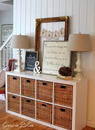 Gracie Blue Simple Fall Vignette Fall Home Tour Sneak Peak Ikea Kallax Shelf Living Room Storage Kallax