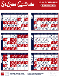 Maybe you would like to learn more about one of these? Cardinals 2021 Regular Season Schedule Cardinals 2021 Promotional Schedule Broadcast Information Theme Nights Homestand Highlights Stlsportspage