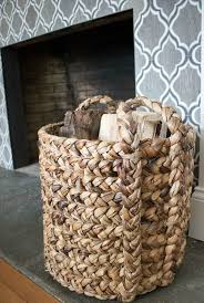 A Large Woven Basket Used To Store Extra Firewood By The Fireplace Love Basket Baskets Fireplace Firepl Fireplace Baskets Hearth Decor Basket Decoration