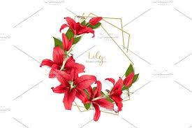 Wedding Invitation With Red Lily Flowers Lily Flower Red Lily Wedding Invitations
