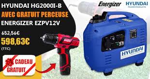 Hyundai Hg2000i B 2000 W Gas Wave Generator With Energizer Drill Ezpv12v 12 V Lithium Screw Machine En 2020 Perceuse Generation