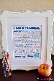 Thank you so much for the generous gift card. Teacher Appreciation Printables 8x10 Print Note Cards Gift Tags I Am A Teacher Quote Fivehearthome
