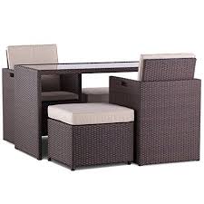 Cannes Two Plus Two Seater Cube Dining Set Brown Rattan Garden Furniture Set 2 Seater Dining Set Ou Furniture Rattan Garden Furniture Sets Patio Flooring
