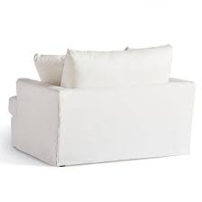 Its low frame, deep seat and overstuffed cushions give it a back cushion is filled with a down alternative and poly fiber blend. Soflex Hugo White Perl Stain Resistant Fabric Chair A Half Slip Cover Hugo Chair Amp 1 2 Wh Slip Cover