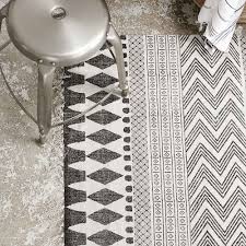 Tapis De Couloir Noir Et Gris Avec Motif Style Berbere Fond Ecru Il y avait un tapis de couloir jusqu'à récemment. tapis couloir avec motif berbere gris noir en coton et polyester