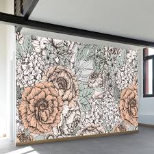 Muted color, floral, muted, fantasy flower, dot, nature, simple, stylized, flower, contoured, dots, flowers, outlined muted flower design, muted flower vector, muted flower pattern, muted flower all over print, muted flower illustration, muted flower ornament, muted flower pattern design. Muted Floral Wall Mural Wall Murals Floral Wall Flower Mural