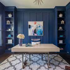 Just a reminder of what my dining room looked like before! 75 Beautiful Blue Home Office Pictures Ideas July 2021 Houzz