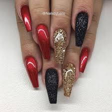 Google Red Chrome Nails Red Nails Glitter Gold Nails
