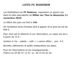 Prochain jackpot du loto : Roderen Fr Loto Du Fcr73 Willer Sur Thur Dimanche 11 Novembre 2018