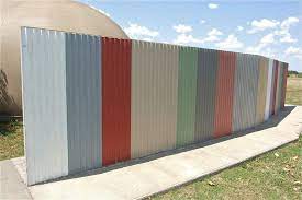 Painted Sheet Metal Attached To Concrete Fence Corrugated Metal Fence Corrugated Metal Wall Fence Design