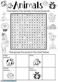A stack of good fall word search puzzles is a great activity to do on a crisp fall day. Animals Wordsearch Worksheet