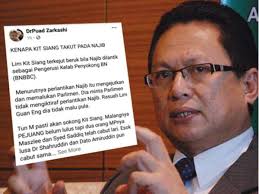 Kelmarin, ahli parlimen iskandar puteri. Puad Dakwa Kit Siang Bimbang Pengaruh Najib