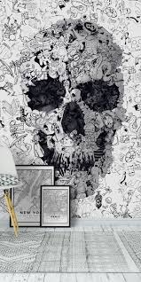 This stunning pattern was created by astek inc. Doodle Skull Wallpaper Skull Wallpaper Doodle Wall Abstract Wallpaper