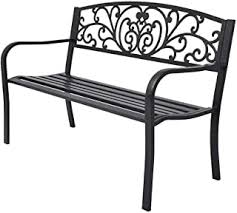 Metal bench with floral cast iron insert 。 painted in a bronze effect colour. Amazon Co Uk Cast Iron Bench
