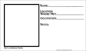 Many of the npcs are low level, but they range from level 1 to 17. Npc Tracker Cards Www Newbie Dm Com