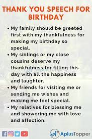 Thank you for making my graduation event a memorable one. Thank You Speech For Birthday Birthday Thank You Speech For Students And Children In English A Plus Topper