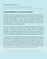 Example & features of reflective writing. Critical Reflection Of An Interview Free Essay Example