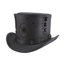 Steampunk Synch Ii Top Hat Black Engraved Finished Leather With 245 Liked On Polyvore Featuring Accessories Black Leather Hat Leather Top Hat Top Hat