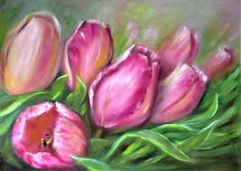 An ideal purchase for those who want to have canvas painting at home. Tulips Flowers Original Oil Canvas Painting Painting By Natalja Picugina Artmajeur