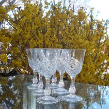 Waterford crystal huntley toasting flutes pair. Vintage Early 70 S Cut Crystal Stemware Six Crystal Goblets For Cordial Wine Sherry 5 5 Inch Tall Criss Cross Center Flower Detail