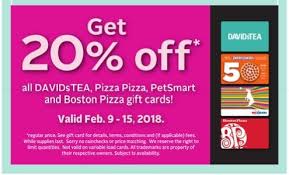 Treat yourself to something special at petsmart with a petsmart gift card. Rexall Pharmaplus Save 20 On Boston Pizza Davidstea Petsmart And Pizza Pizza Gift Cards Canadian Freebies Coupons Deals Bargains Flyers Contests Canada