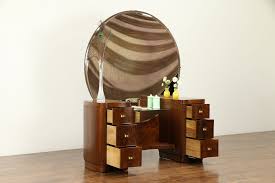 Sold Midcentury Modern Vintage Walnut Vanity Mirror Bench New Upholstery 31507 Harp Gallery Antiques Furniture