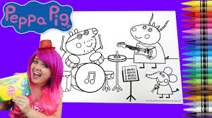 Rock guitarist and the horns. Coloring Peppa Pig Rock Band Jumbo Coloring Book Page Crayola Crayons Kimmi The Clown Youtube