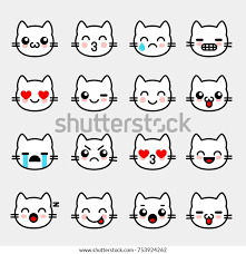 Emoticones Avec Chaton Blanc Collection Emoji Image Vectorielle De Stock Libre De Droits 753924262