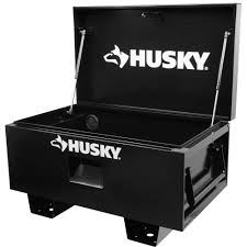 Husky 32 In W X 19 3 In D Steel Job Site Tool Box In Black H32jsb The Home Depot Tool Box Mobile Tool Box Rubber Grommets