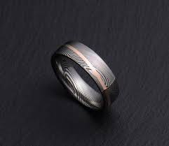 Stainless Damascus Steel And Rose Gold Mens Wedding Band Engagement Ring Commitment Ring Men S Ring Bd122 Stainless Steel Wedding Bands Wedding Men Rings For Men