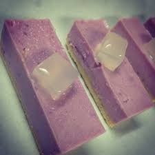 Ube Cheesecake With Polvoron Crust And Topped With Nata De Coco Filipino Dessert Favorite Dessert Recipes Filipino Desserts Ube Cheesecake Recipe