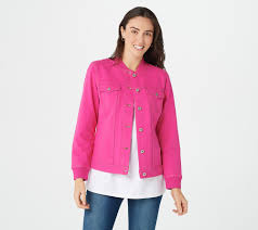 Check spelling or type a new query. Denim Co Comfy Knit Button Front Jean Jacket With Rib Trim Qvc Com