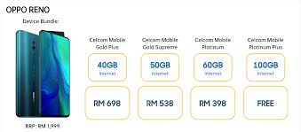 Celcom has introduced its new first basic 85 internet plan which gives you 21gb of mobile data for only rm85/month. Get The New Oppo Reno For Free When You Subscribe To Celcom S Postpaid Plan Klgadgetguy
