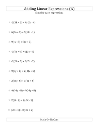 The Adding And Simplifying Linear Expressions With Multipliers A Math Worksheet Equivalent Expressions Algebraic Expressions Simplifying Rational Expressions