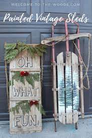 Slide right into the holiday season with our old fashioned decorative sled. Painted Vintage Sled Tutorial Christmas Decor