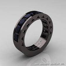 Mens Modern 14k Black Gold Princess Black Diamond Channel Etsy Black Gold Jewelry Rings For Men Men S Rings
