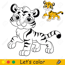 They are famous for their large sizes, loud growls, and here are a number of printable tiger coloring pages that can enhance their creativity and develop their imaginative skills. Cute Tiger Cartoon Character Tiger Coloring Book Page With Royalty Free Cliparts Vectors And Stock Illustration Image 165440275