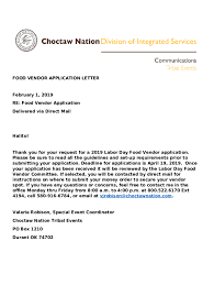 Food Vendor Application Letter Sample Doc Template Pdffiller