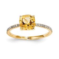 14k Diamond And Citrine Square Ring Citrine Is November S Birthstone Citrine Ring Engagement Square Rings Citrine Jewelry